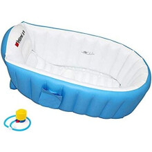 Locisne Baby Soft Foldable Travel Air Shower Bathtub, Children Inflatable Anti-Slippery Swimming Pool Basin Seat Baths Big Size(for 0-3 Years) + Air
