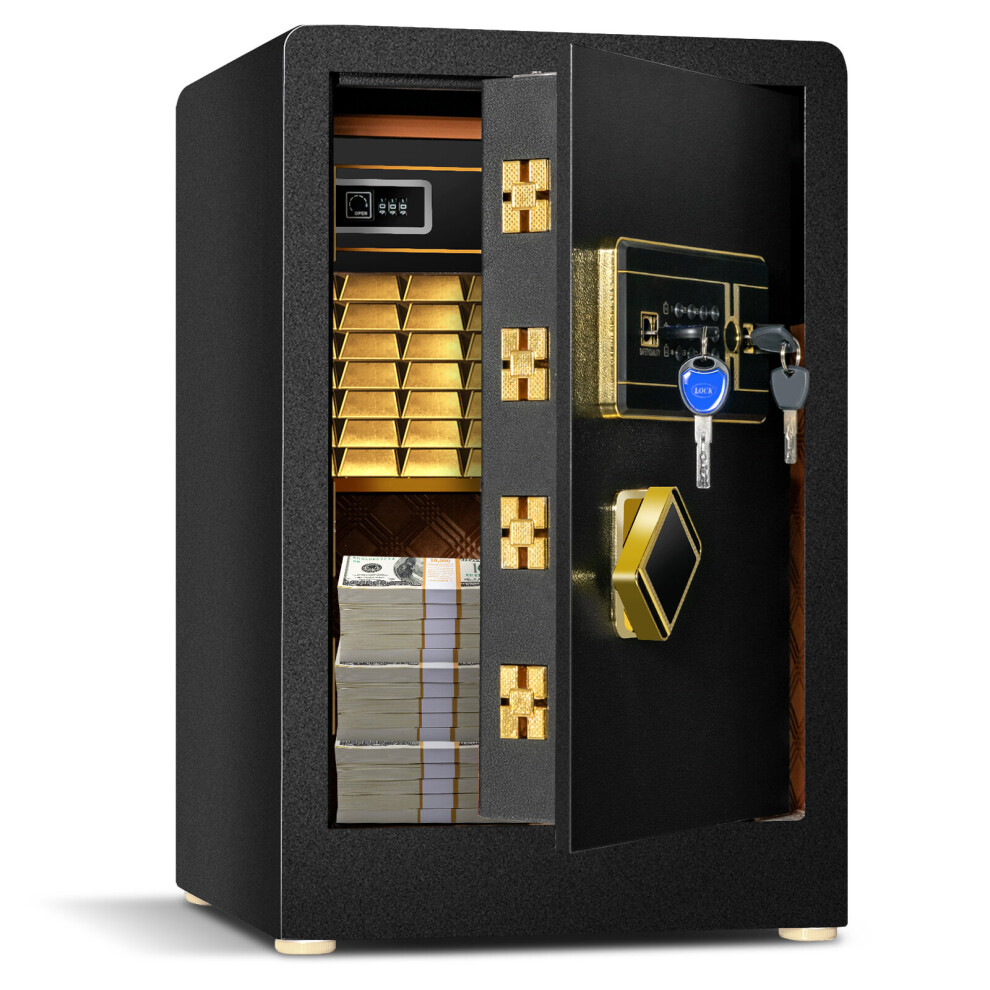 30L Safe Box w/Double Safety Key Lock & Digital Keypad Removable Shelf