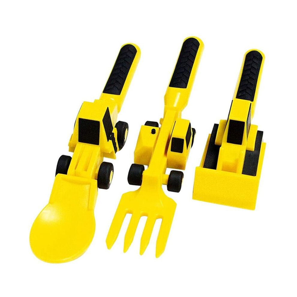 Dinneractive Eating Utensil Set for Kids – Construction Themed Fork and Spoon