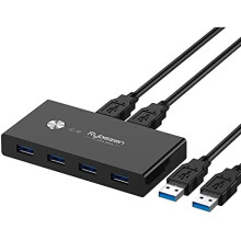 USB 3.0 Switch, Rybozen USB KVM Switch for 2 Computer Sharing 4 USB Devices, 2 in 4 out USB Switcher for Mouse Keyboard Scanner Printer, USB Sharing