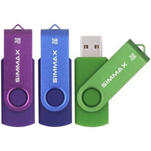 SIMMAX 32GB USB Flash Drives 3 Pack 32GB Memory Stick Swivel Design Thumb Drive USB Stick (32GB Purple Blue Green)