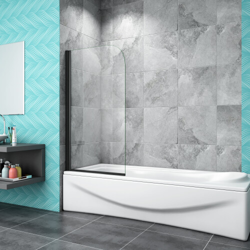 AICA Bathroom matt black 800X1400mm Tempered Glass