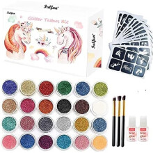 Glitter Tattoos Kit, 24 Colors Glitter Temporary Tattoos/Body Glitter Tattoos, Body Make-up for Party, Halloween, Birthday,Christmas Gift