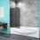 AICA Pivot Matt Black Frame Dark Grey Bath Shower Screen 1