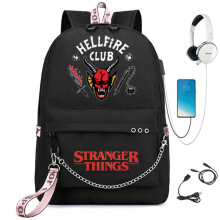 (2 #) Stranger Things Backpack School bag Unisex Travel Laptop Backpack keychain