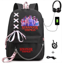(1 #) Stranger Things Backpack School bag Unisex Travel Laptop Backpack keychain