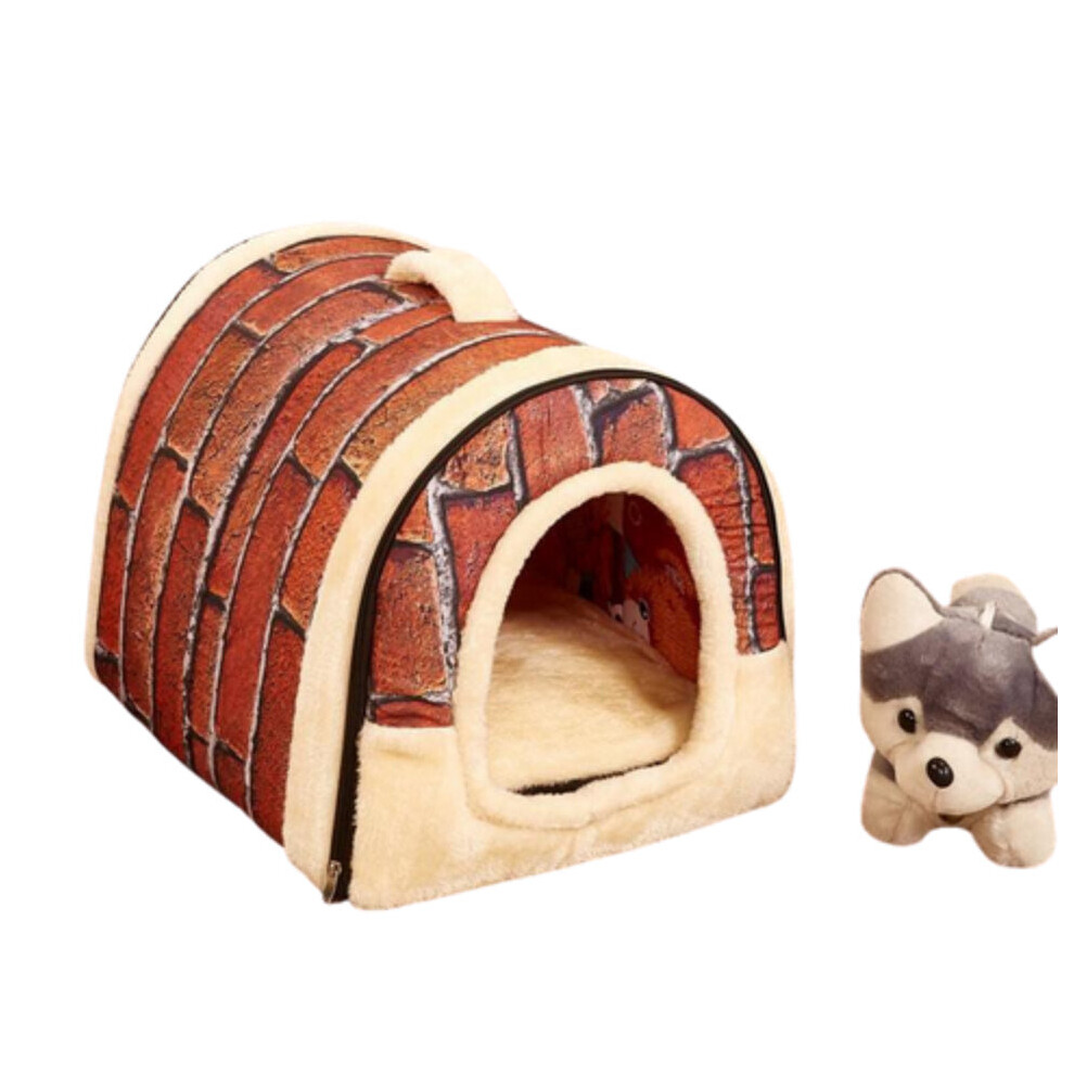 (Coffee, S 35x30x28cm) Pet House Bed For Small Animals