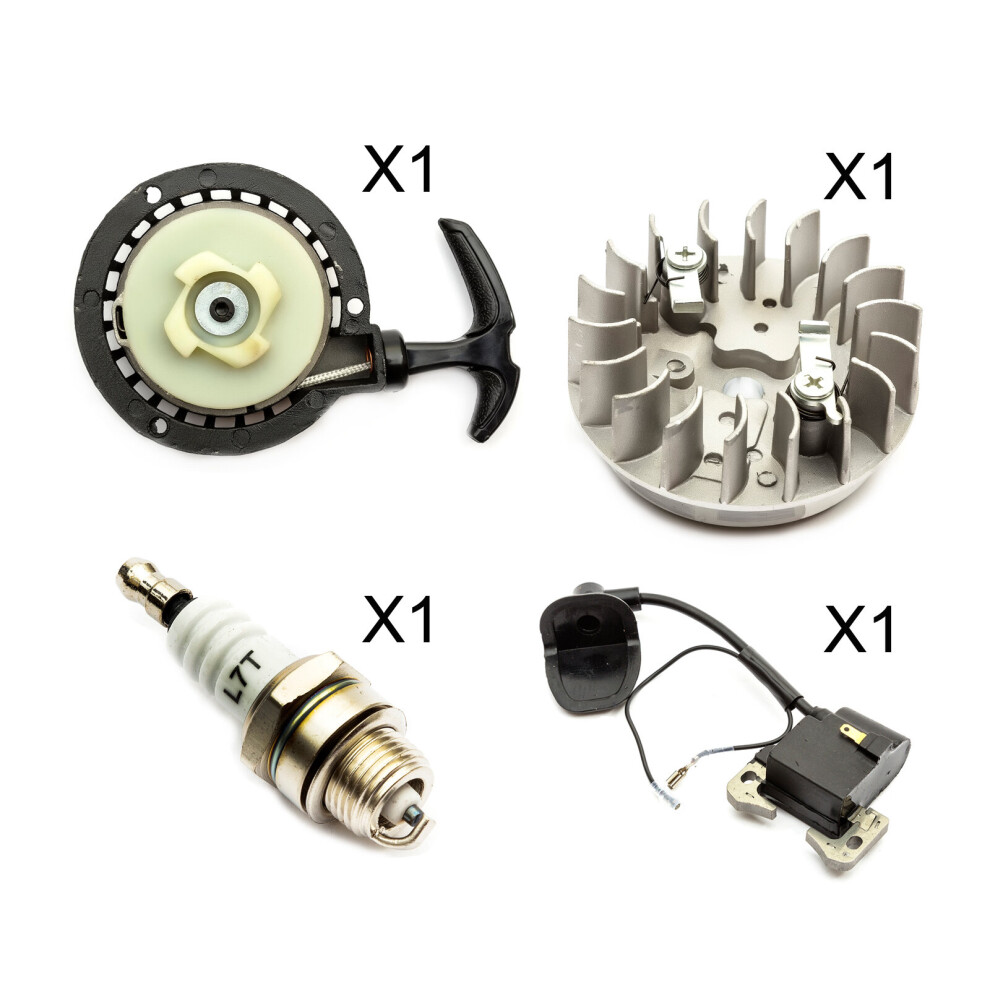 Mini Moto Pull Short Start & Ignition Coil & Spark Plug & Flywheel Type 3 Black 5055583050442