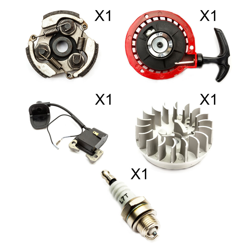 Mini Moto Pull Start Ignition Coil Spark Plug Flywheel Clutch Quad Bike 49Cc Red 5055583050367