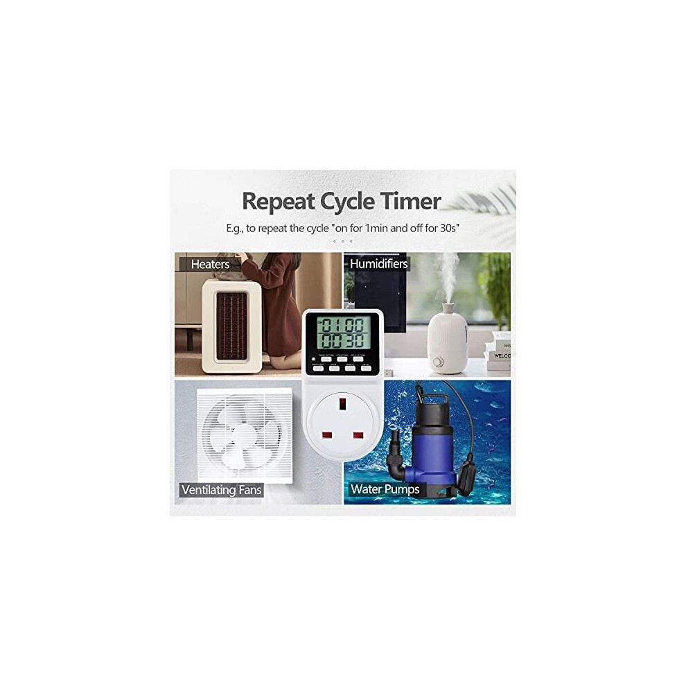 ORIDGET 24 Hour Digital Electric Timer Plug Socket with Countdown and ...