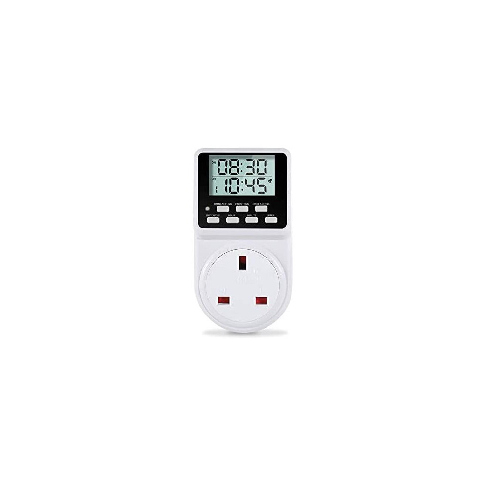 ORIDGET 24 Hour Digital Electric Timer Plug Socket with Countdown and On-Off Repeat Cycle Timer for Lights and Home Appliances, 13A / 240V