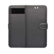 (Black) For Google Pixel 6a Wallet Flip PU Leather Kickstand Card Holder Phone Case