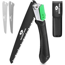 Mossy Oak Pruning Saw, Folding Hand Saw with Secure Lock, 3 Blades Made of Cr-V and 65Mn, for Wood, Bone, PVC, Tree Pruning, Camping, Hunting, Metal,