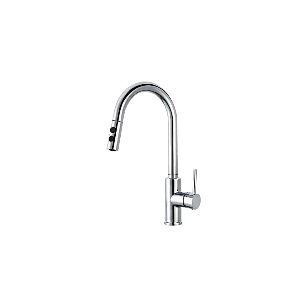 Hapilife Pull Out Pull Down Kitchen Mixer Tap High Arc with Dual Spray Mode Single Handle Single Lever Chrome Finished 10 Year Warranty, DT37K