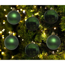 12 Pine Green Christmas 6cm Shatterproof Tree Baubles Shiny Matt Decs