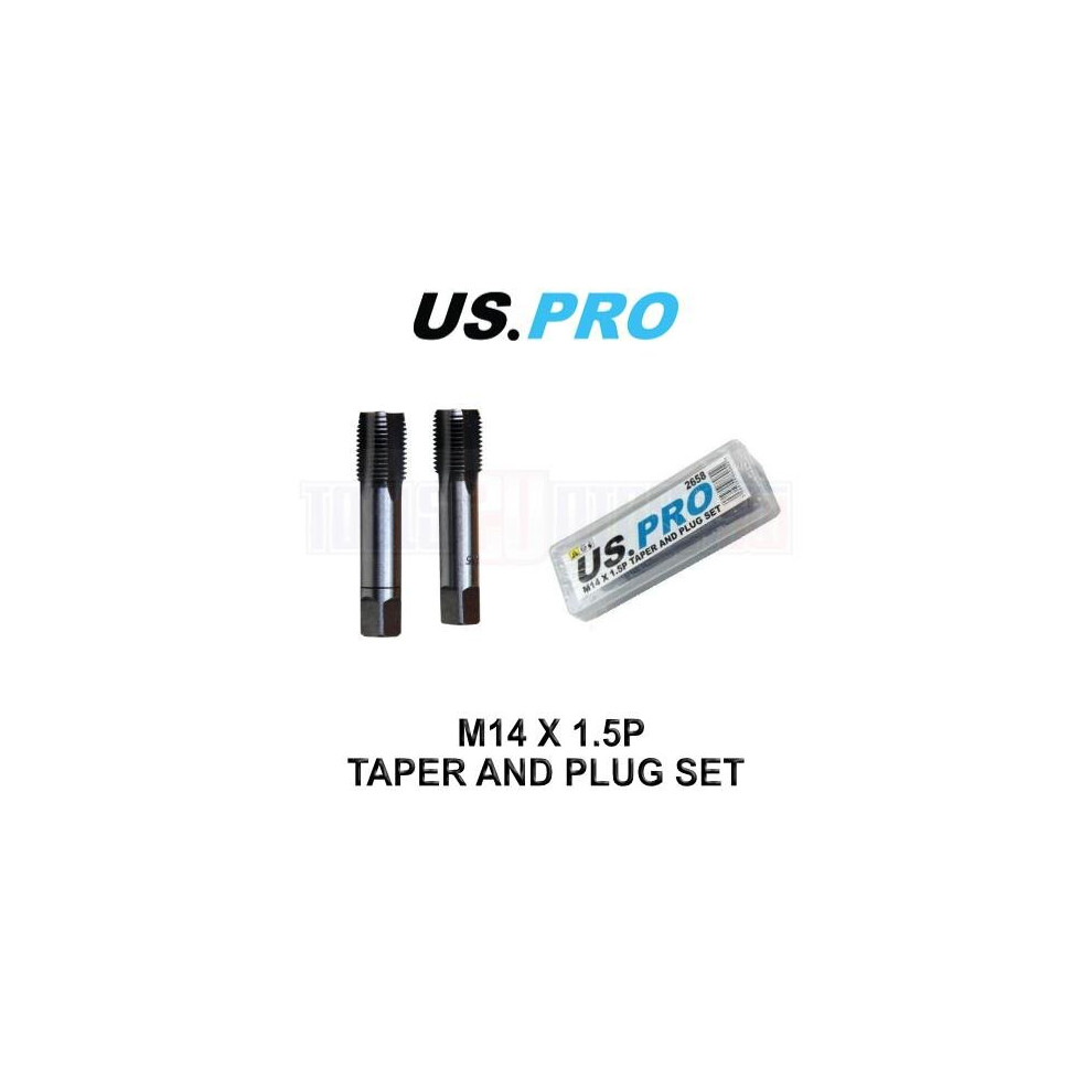 US PRO Tools M14 x 1.5mm Thread Taper & Plug Set - HSS Thread Repair Tap 2658