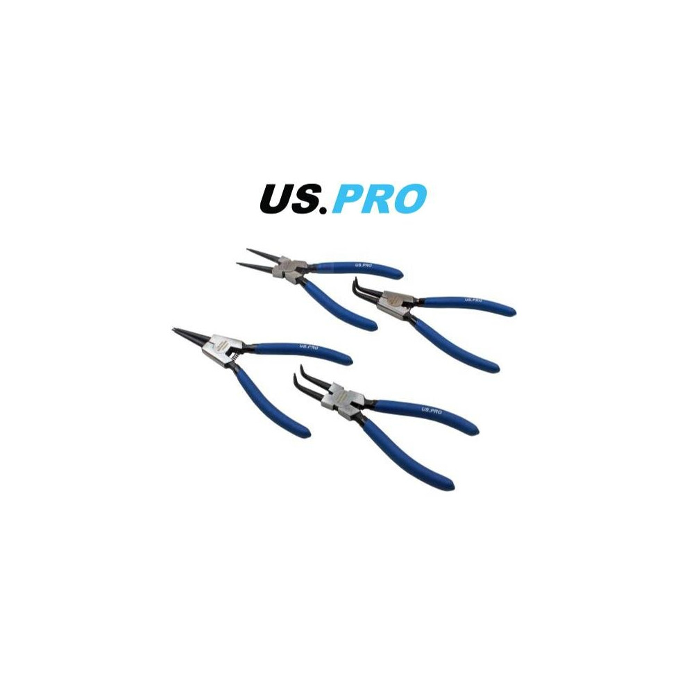 US PRO Tools 4 Piece 7" Circlip Pliers Set - Internal External Bent & Straight 2256