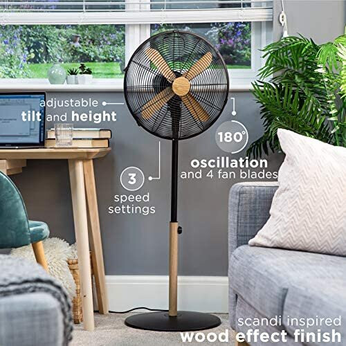 Russell Hobbs RHMPF1601WDB 16 Inch Scandi Electric Pedestal Fan, Tall