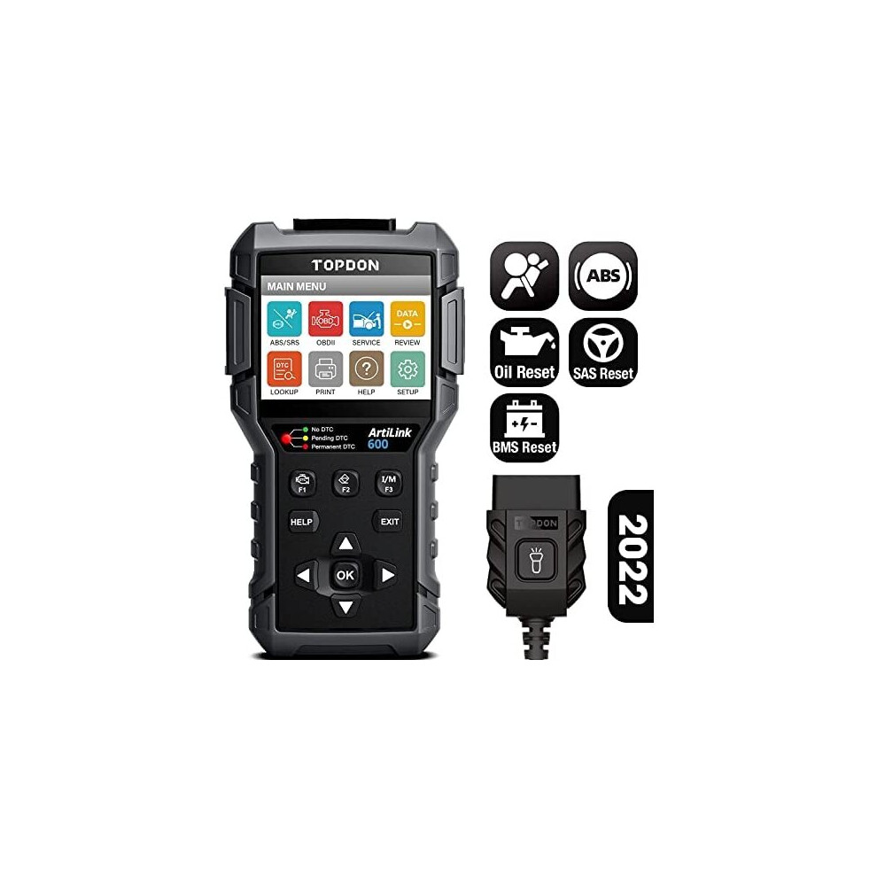 TOPDON AL600 OBD2 Scanner code reader with Active Test |ABS&SRS Diagnostics| Car Maintenance Reset Service of Oil, BMS, SAS| Full OBD2 Functions |