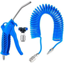 Fippy Truck Air Duster Gun with 5 Metre Recoil Hose Blow Dust Gun Heavy Duty Air Gun Cleaning Kit for Lorry Truck Car, Blue