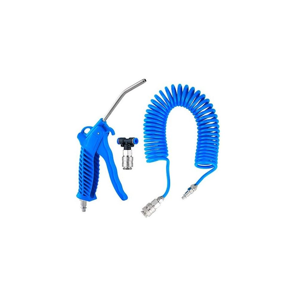 Fippy Truck Air Duster Gun With 5 Metre Recoil Hose Blow Dust Gun Heavy Duty Air Gun Cleaning Kit For Lorry Truck Car, Blue