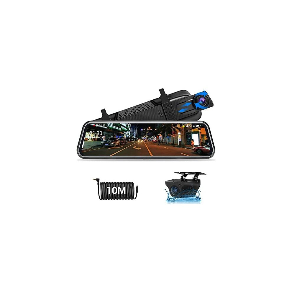 ãUpgraded VersionãJansite 10" Mirror Dash Cam Full Touch Screen with Loop Recording, Dual Dash Cam Rear and Front 1080P Streaming Media DVR 170Â°-image-OPC-P9QXSB9-NEW