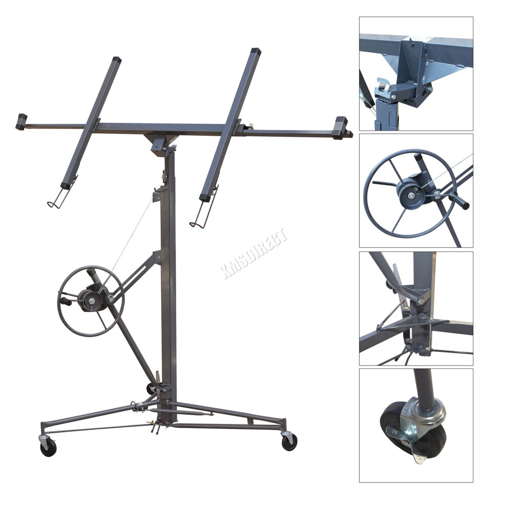 Switzer 15Ft Lift Drywall Hoist Foldable Plasterboard Panel Sheet Lifter Caster