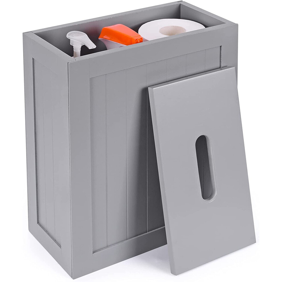 (Grey) Bathroom Cabinet Toilet Paper Roll Holder Storage