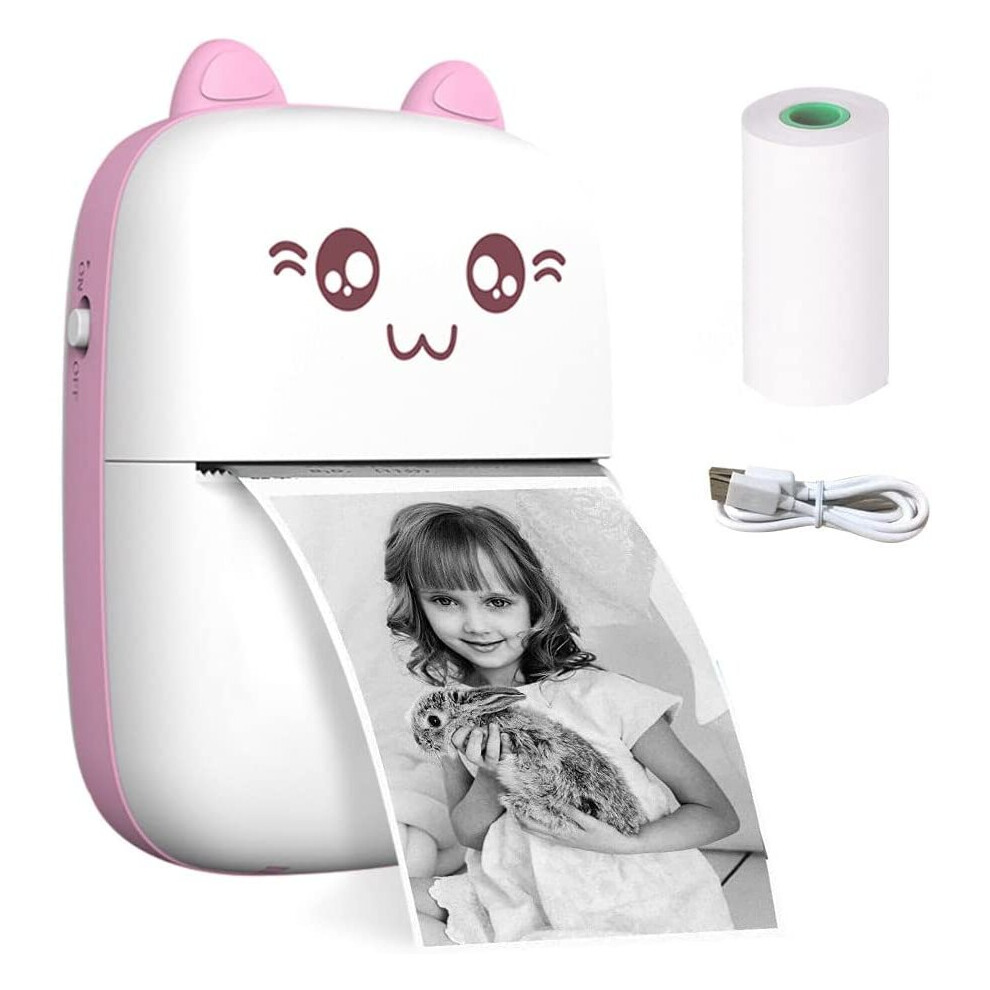 (Cat pink-1) Mini Wireless Smart Sticker Printer