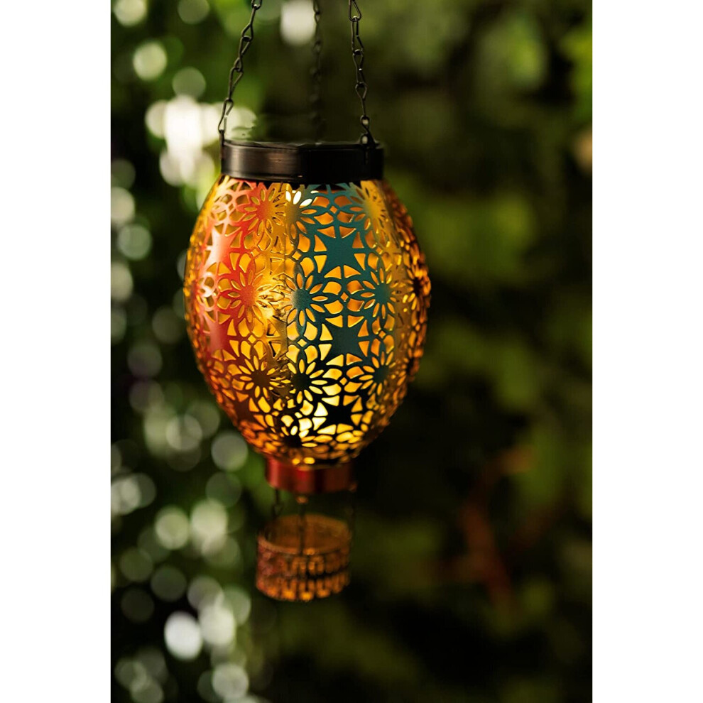 Solar Light Hot Air Balloon Hanging Lantern Colourful Indoor Outdoor