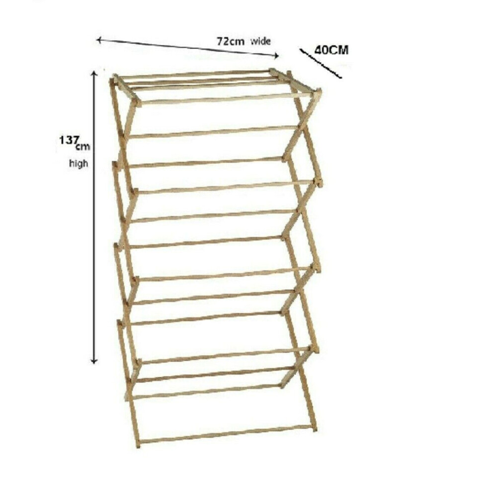 Premzo (4 Tire Airier) Classic Vintage Traditional Bamboo Wood Folding Clothes Airer Horse 2,3,4 Tier