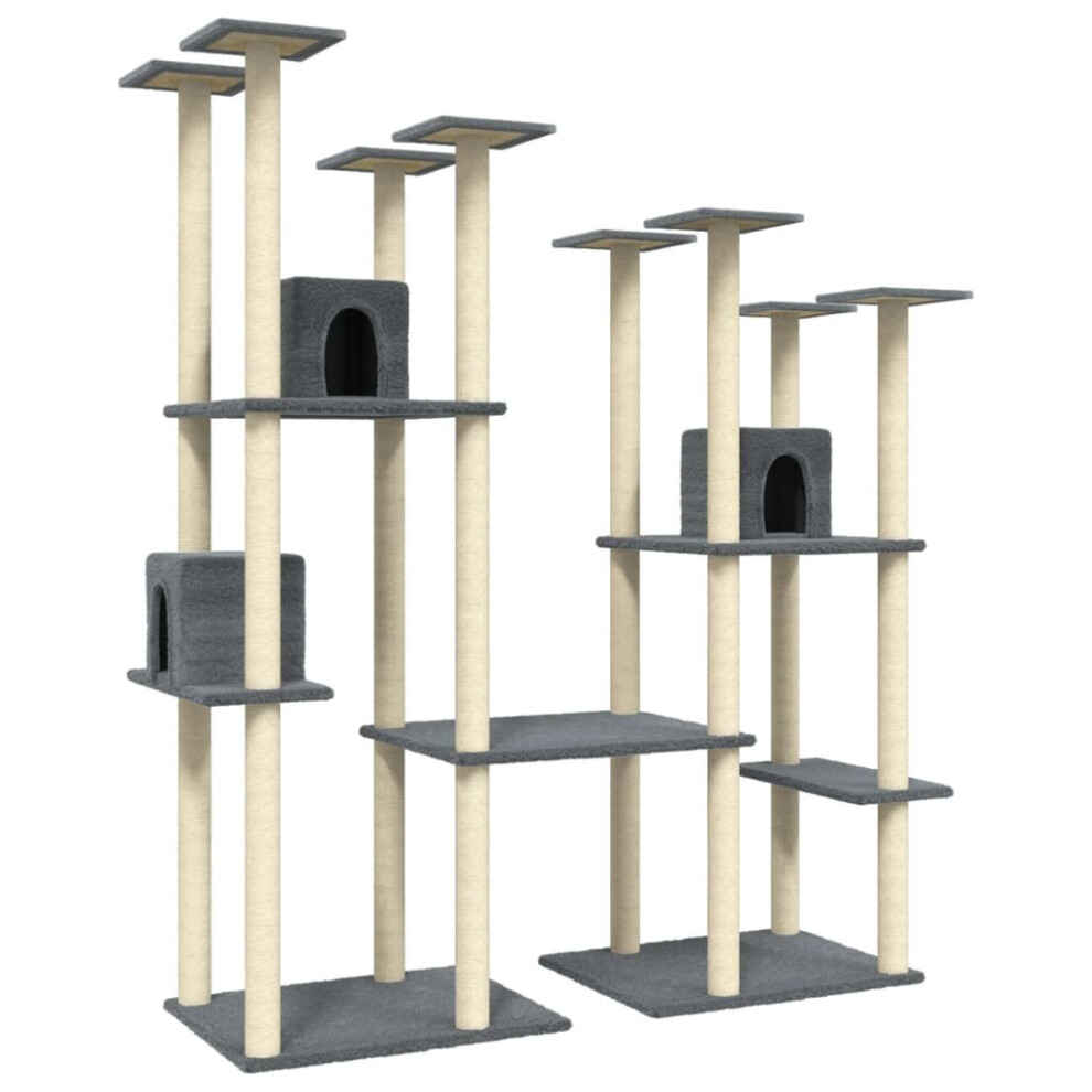 vidaXL Cat Tree with Sisal Scratching Posts Dark Grey Pet Cat Tower Climber