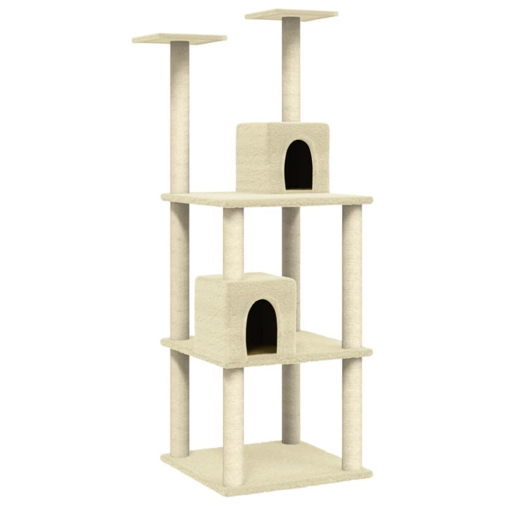 vidaXL Cat Tree with Sisal Scratching Posts Cream Cat Tower Activity Center