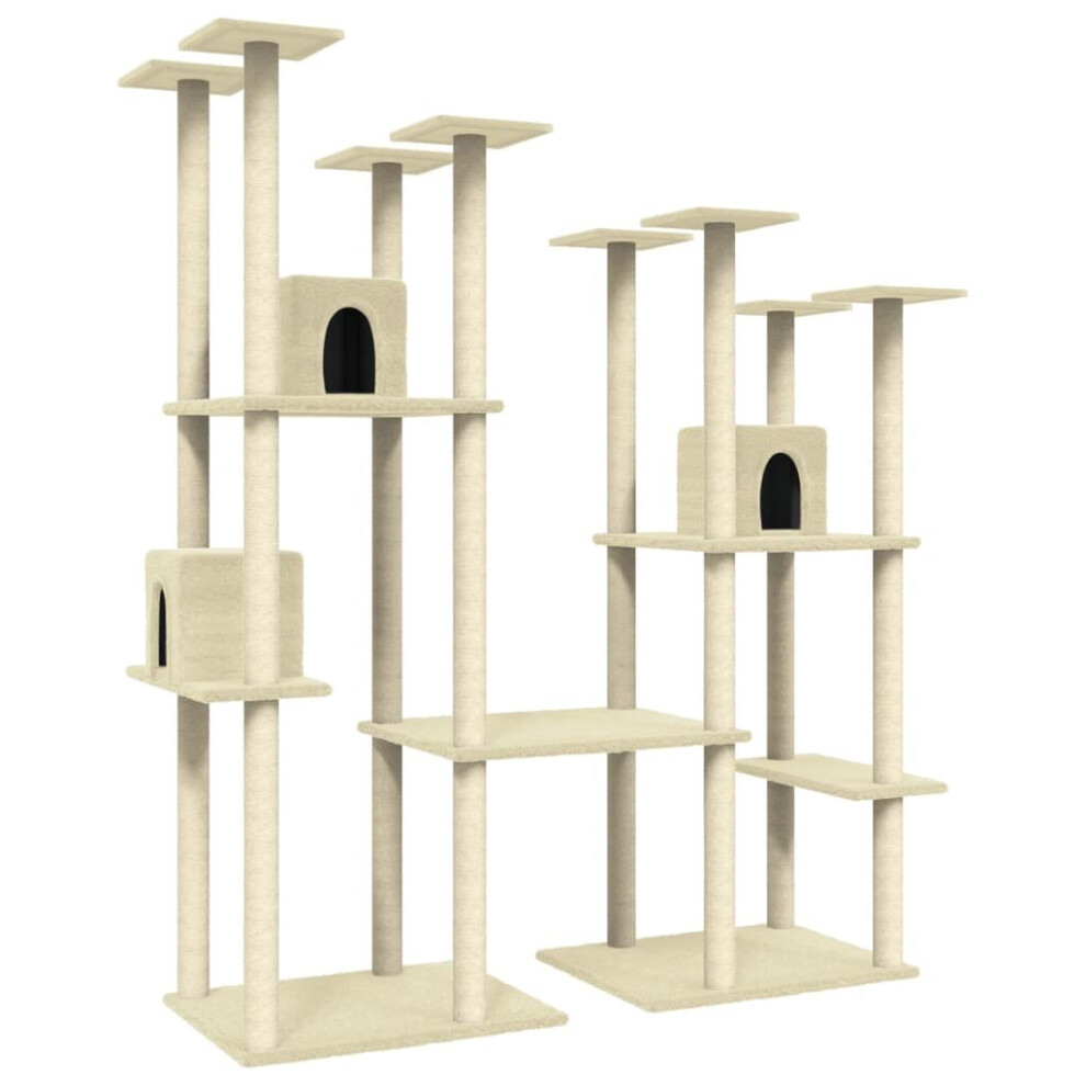 vidaXL Cat Tree with Sisal Scratching Posts Cream Cat Tower Activity Center