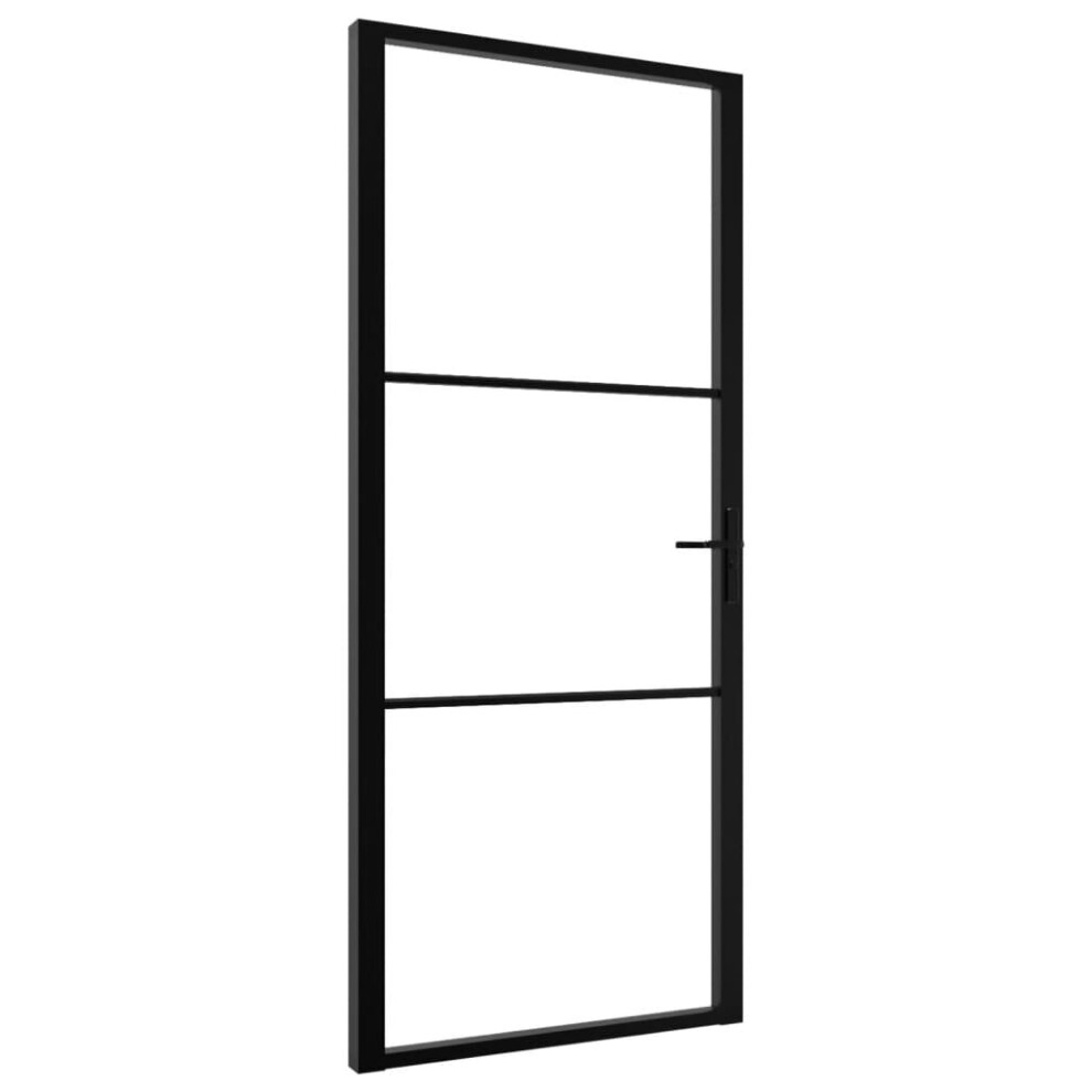 vidaXL Interior Door Barn Door Sliding Door ESG Glass and Aluminium Black