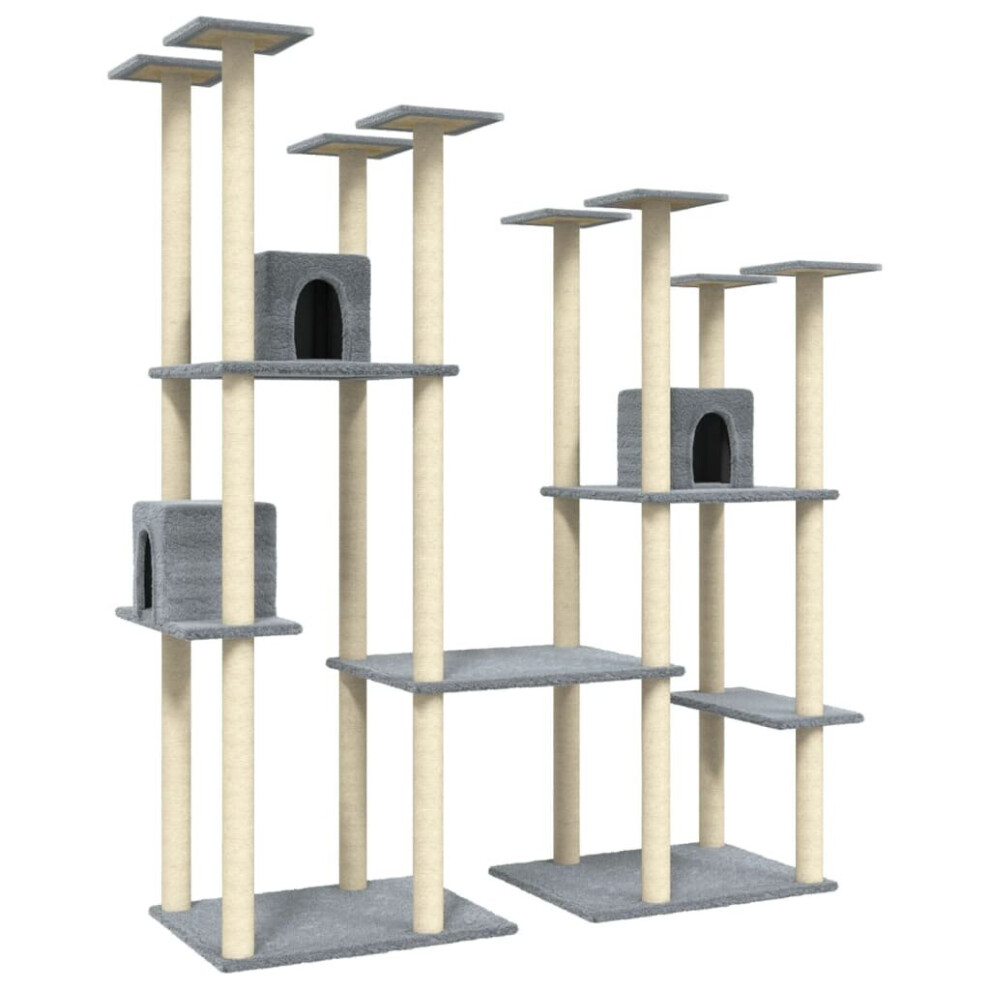 vidaXL Cat Tree with Sisal Scratching Posts Light Grey Pet Cat Tower Climber