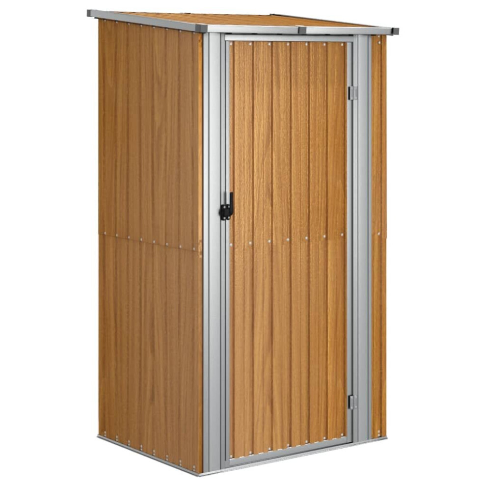 Vidaxl Garden Shed Brown Galvanised Steel Outdoor Storage Shed 118.5 X 97 X 209.5 Cm, Lockable Door, 150902