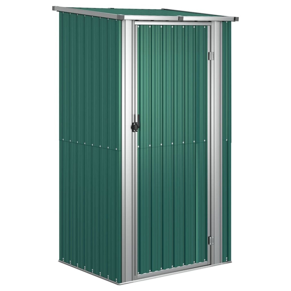 vidaXL Garden Shed Green Galvanised Steel Outdoor Storage Shed Tool Organiser