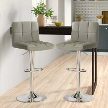 Grey Comfortable Bar Stools UK Kitchen Home Chairs Furniture, Set of 2