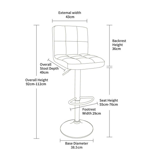 Black Comfortable Bar Stools UK Kitchen Home Chairs Set of 2 2