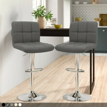 Dark Grey Comfortable Bar Stools UK Home Chairs Furniture Set of 2
