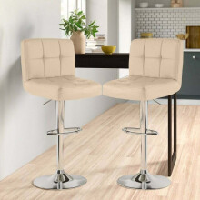 Cream Comfortable Bar Stools UK Kitchen Home Chairs Furniture Set of 2