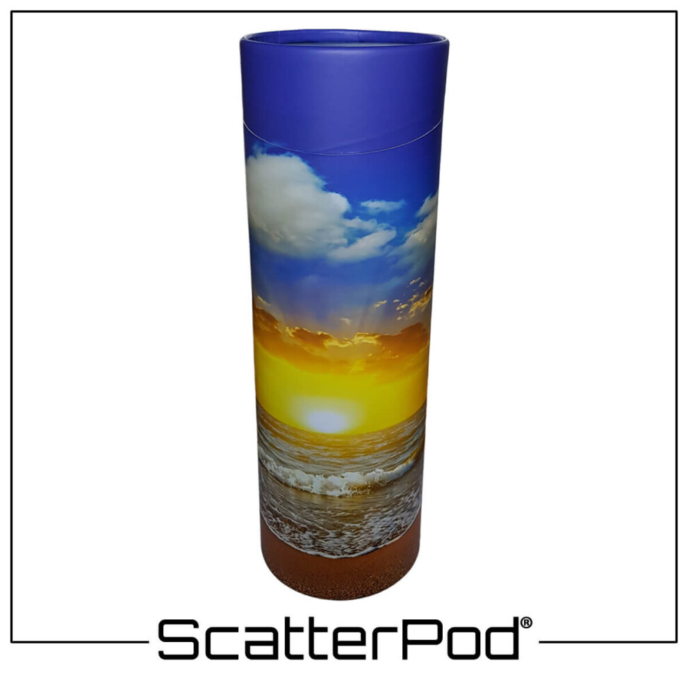 Sunset Ocean Round Adult ScatterPodÂ® Cremation Funeral Urn