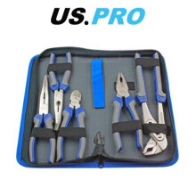 US PRO Tools 5pc Pliers Set In case combination long bent nose side cutters water pump 1821