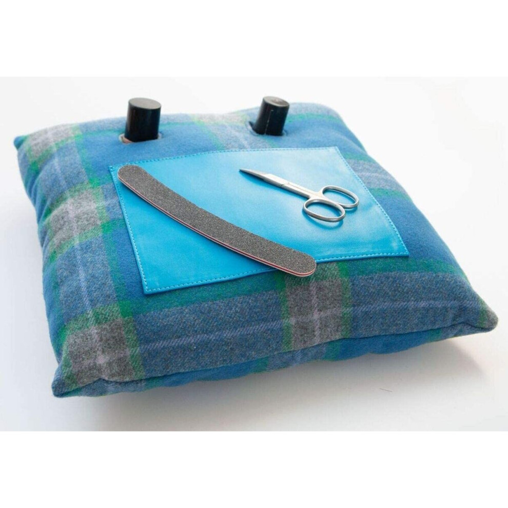 Craggi Bags And Accessories Blue Manicure Cushion,Nail Pillow,Unique Design Exclusive By Craggi Tweed Fabric,Nail Manicure Pillow,Hand Rest,Home Salon