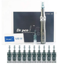 Professional Electric Auto Dr. Pen Ultima M8 Microneedling Pen Wireless Derma Pen Skin Care Tool 6 Level Speed Digital Dispay with 12pcs Needles