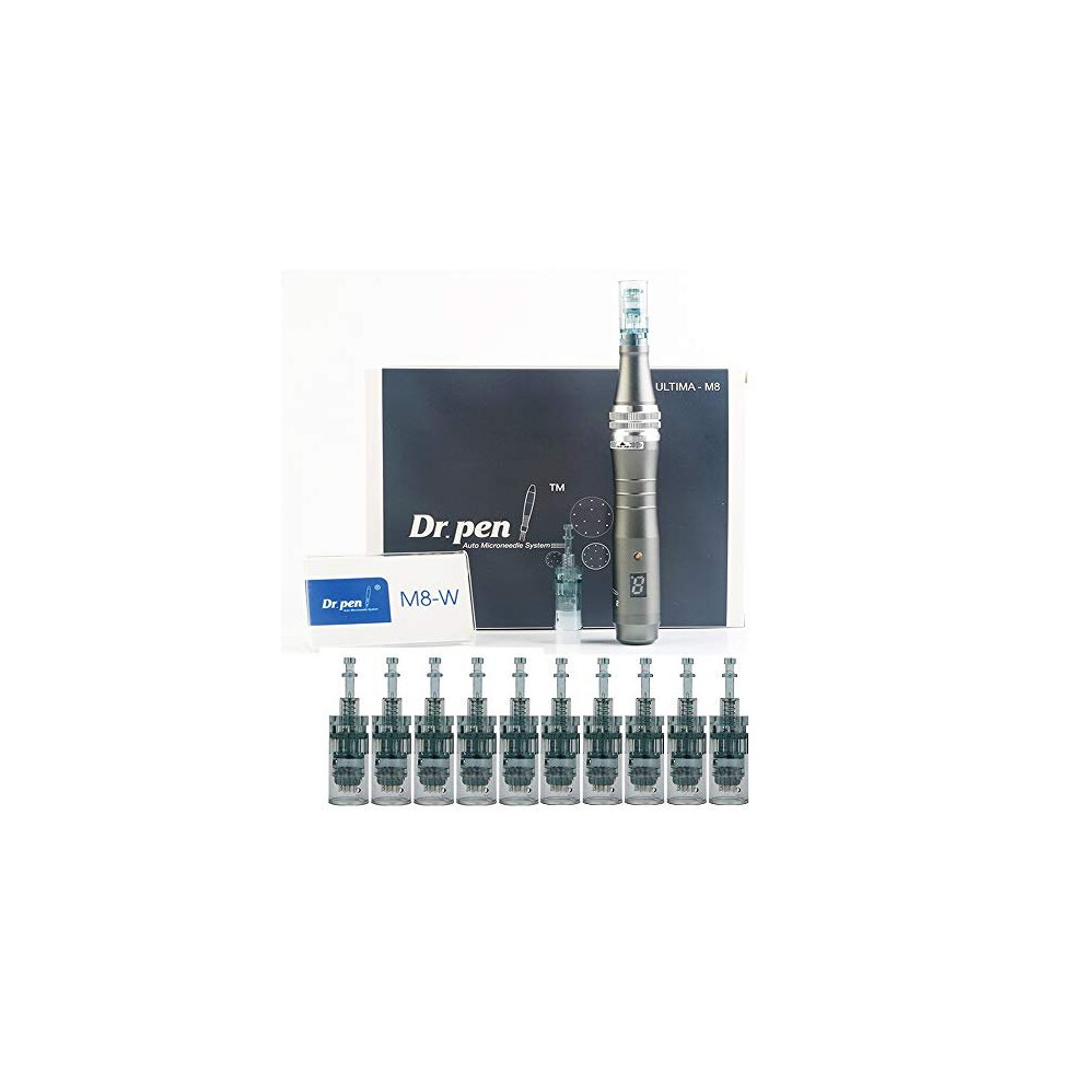 Professional Electric Auto Dr. Pen Ultima M8 Microneedling Pen Wireless Derma Pen Skin Care Tool 6 Level Speed Digital Dispay with 12pcs Needles