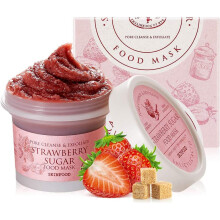 SKINFOOD Mask Strawberry Sugar 120g - Facial Pore Cleanser, Hydrating & Nourishing Body Skin - Wash Off Face Masks w/BHA Pore & Sebum Clearing