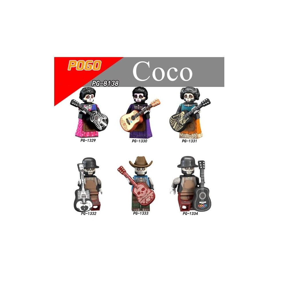 6PCS Coco Minifigure Toy Fit Lego Assembled Building Blocks Minifigure Educational Children's Toys Collectible Gifts Halloween Christmas Gifts