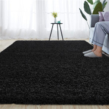 (BLACK, 120 X 170 CM) EXTRA THICK HEAVY 5CM PILE SOFT LUXURIOUS SHAGGY MODERN AREA BEDROOM HALL RUG RUNNER MAT SHAGGY RUGS
